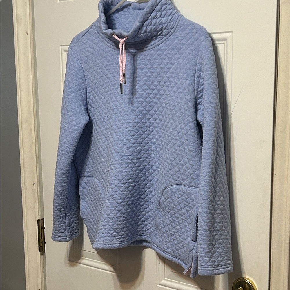 Appleseed's Light Blue Quilted Cowl Neck Sweater